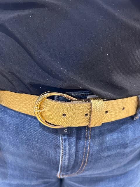 Elvy riem metallic bubble goud