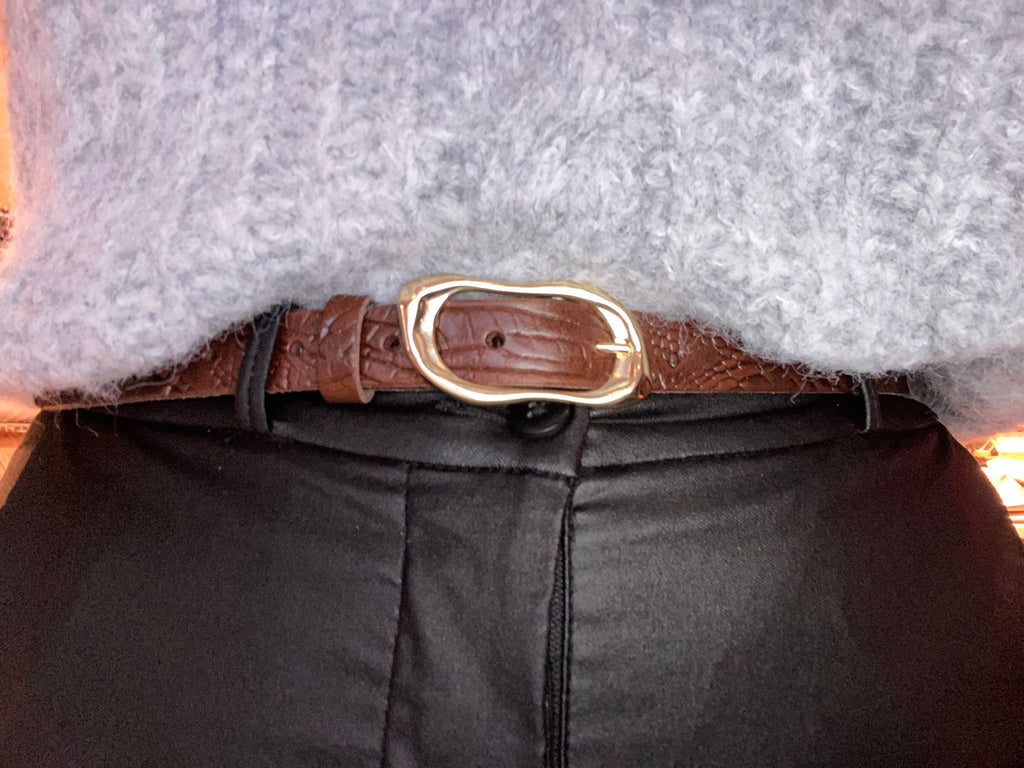 Elvy riem croco bruin
