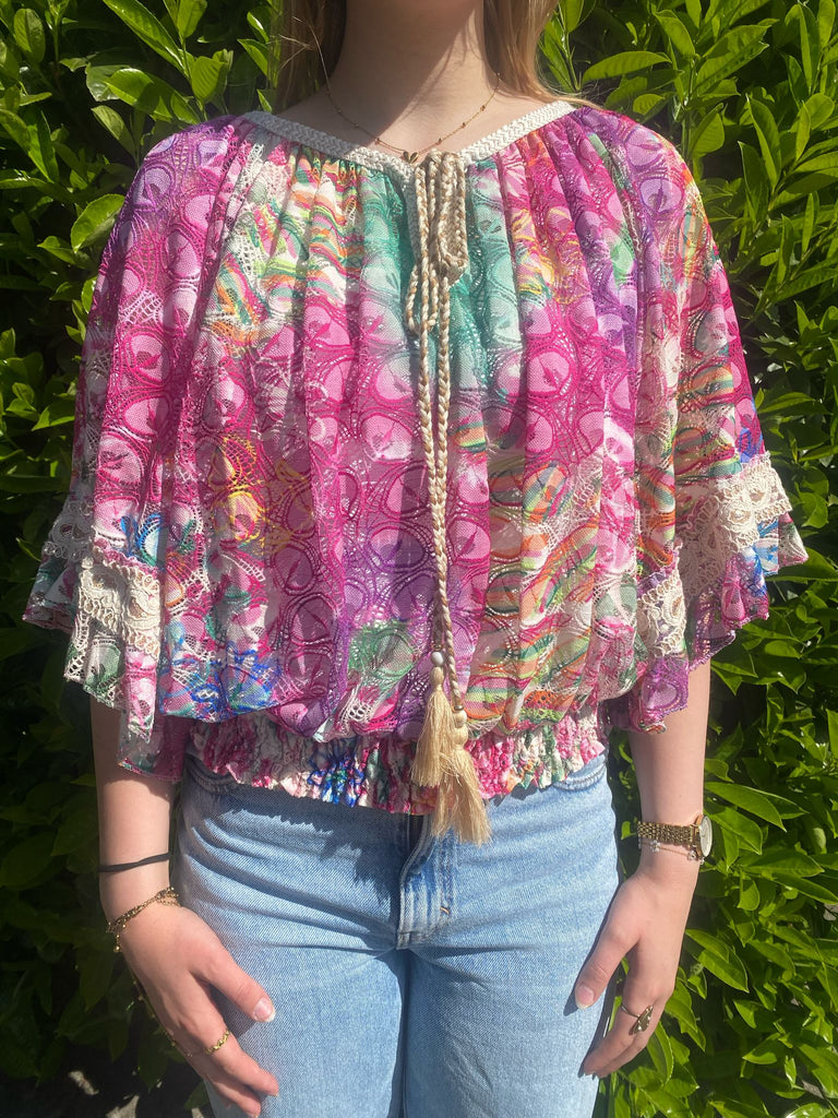 Iz naiz top ibiza print roze