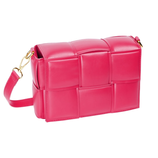 Tas met gevlochten bandeneffect van imitatieleer roze