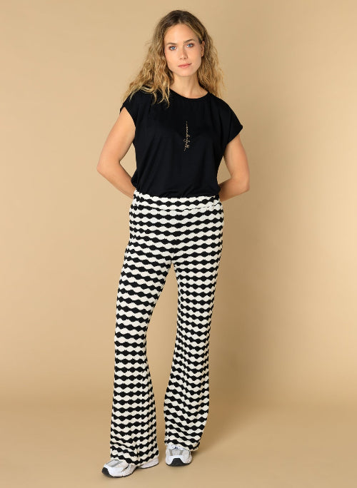 Ivy-Beau-Broek-Damsemode-zwart-wit-print
