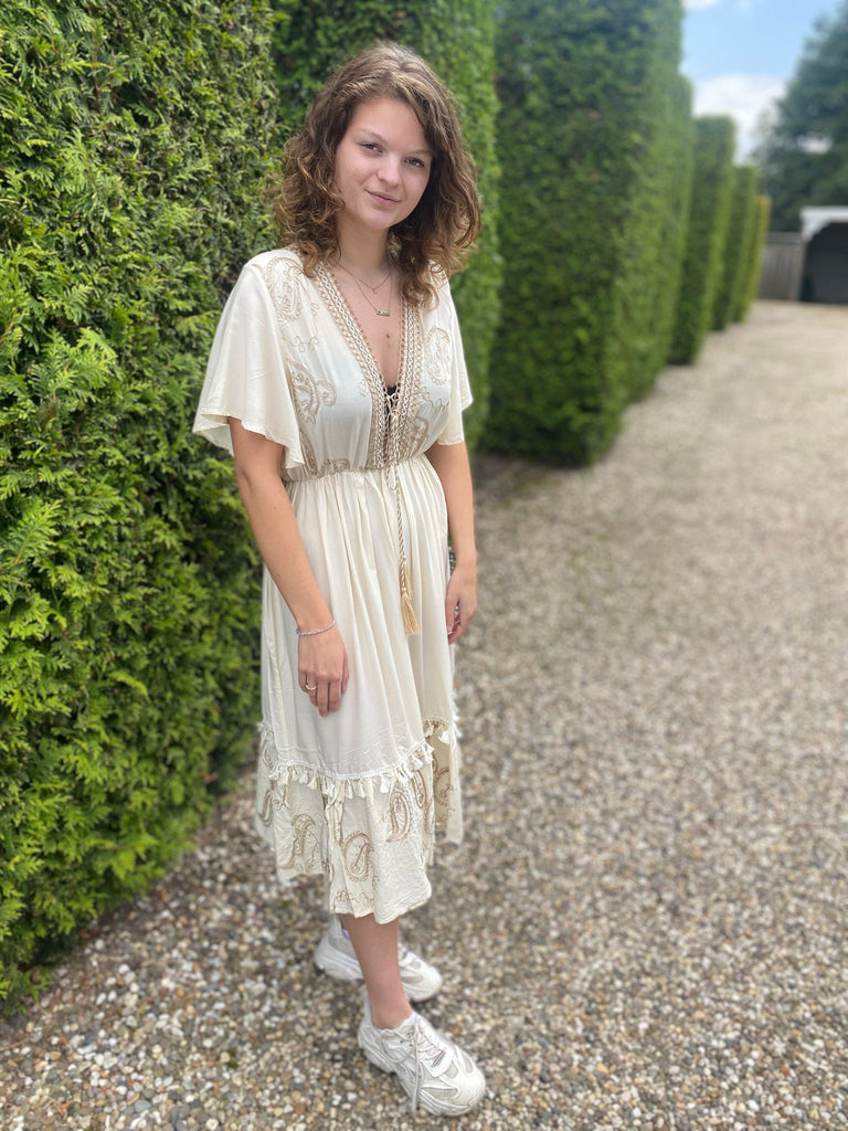 Jurk boho beige goud