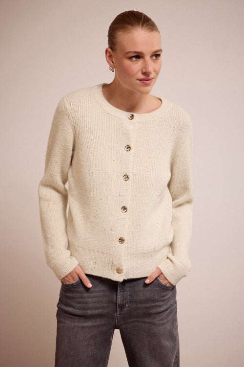 Gebreide cardigan dames creme tramontana