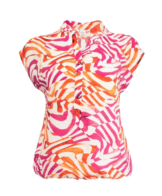 NED top lucie blocked waves print roze
