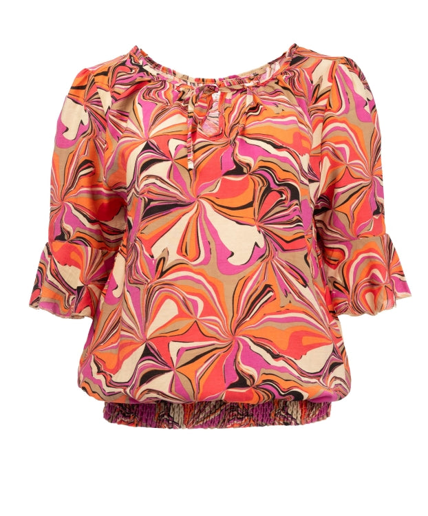 NED top rio orange retro print oranje