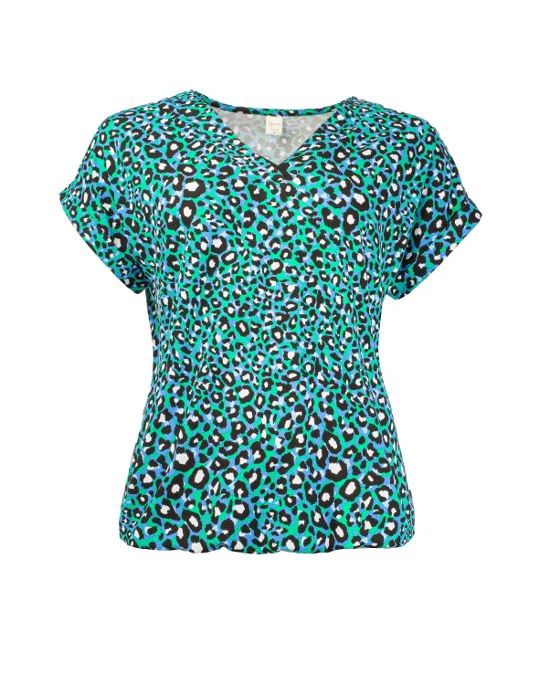 NED top noxan leopard tricot groen