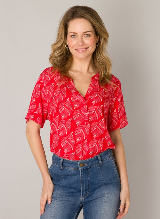 Es&sy blouse loa rood/ offwhite