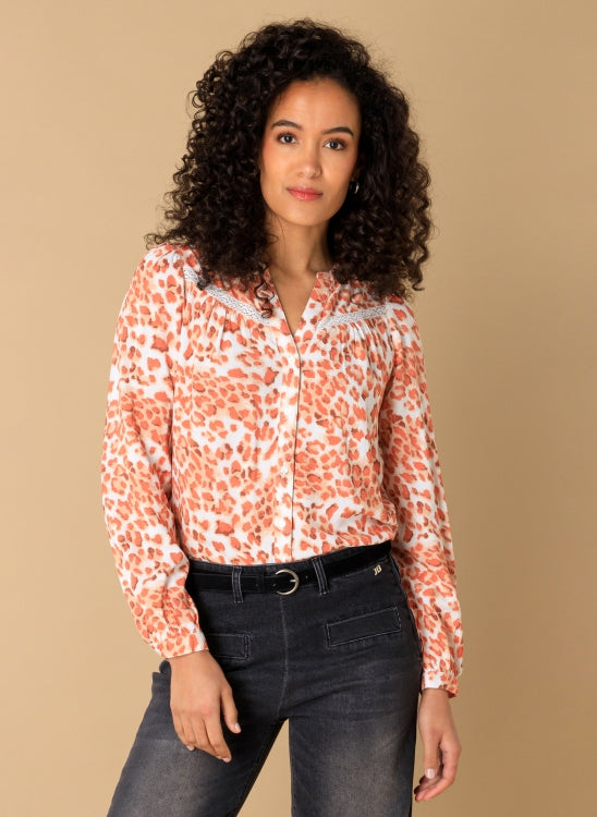 Ivy beau blouse pomm print oranje