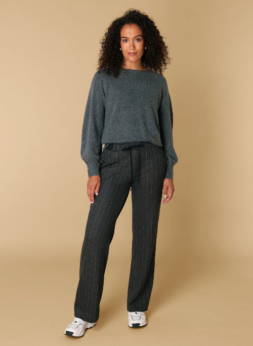 Dames pantalon grijs krijtstreep ivy beau