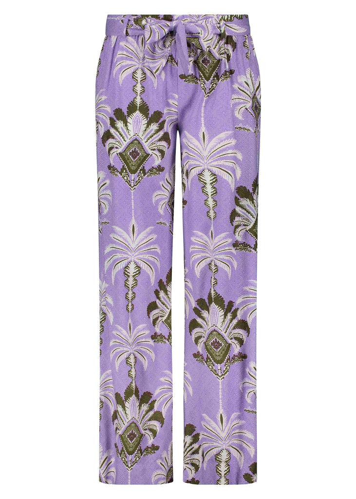 Tramontana broek palm print paars