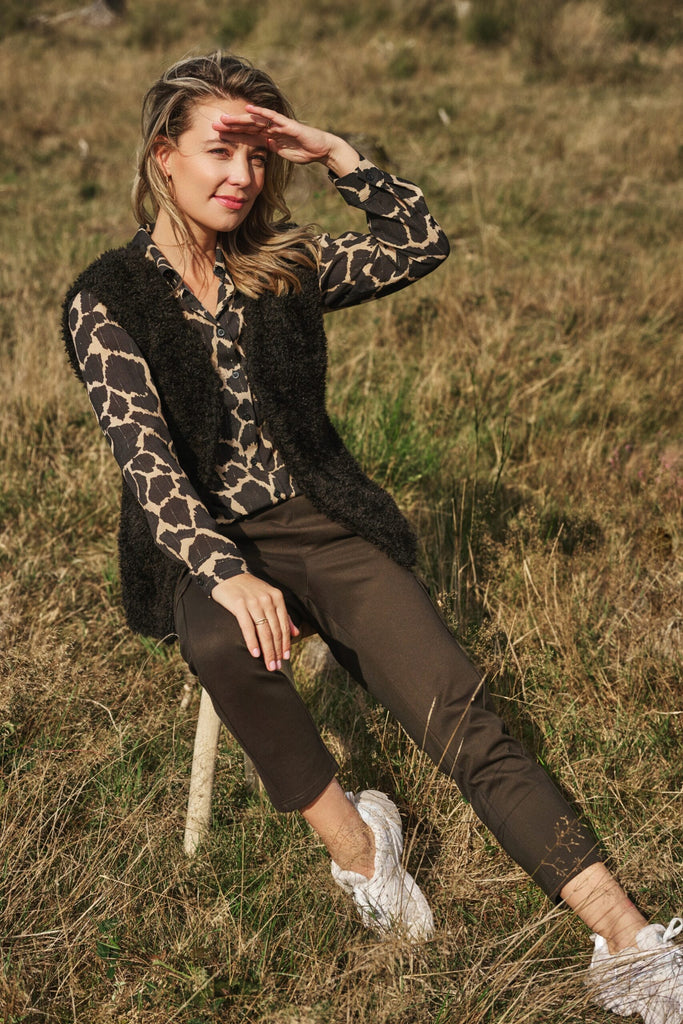 Elvira blouse fenna giraffe bruin