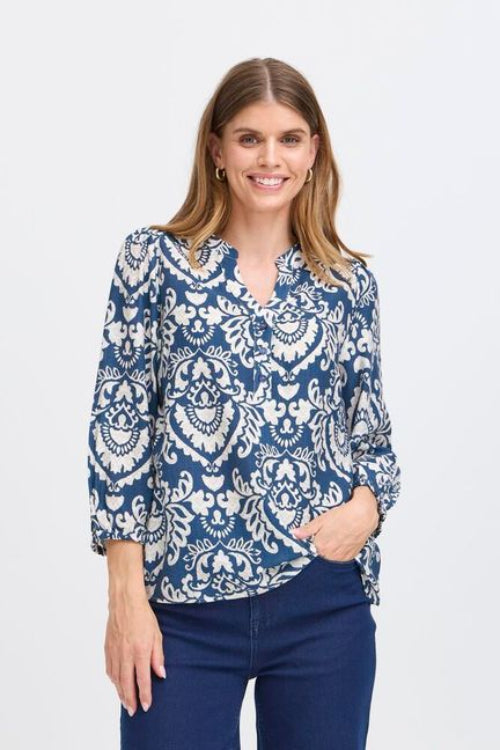 Blouse-fransa-blauw-wit-gebloemd-dames