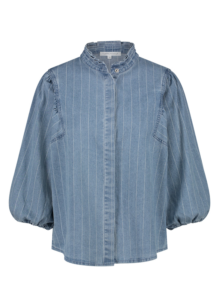 Tramontana blouse pinstripe denim blauw