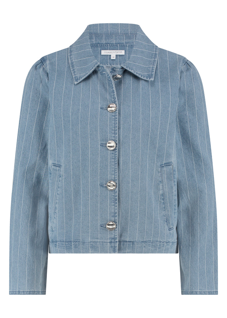 Tramontana jacket pinstripe denim blauw