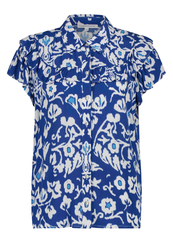 Tramontana blouse summer ikat blauw