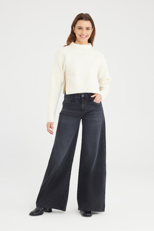 COJ denim zwart wijde broek dames