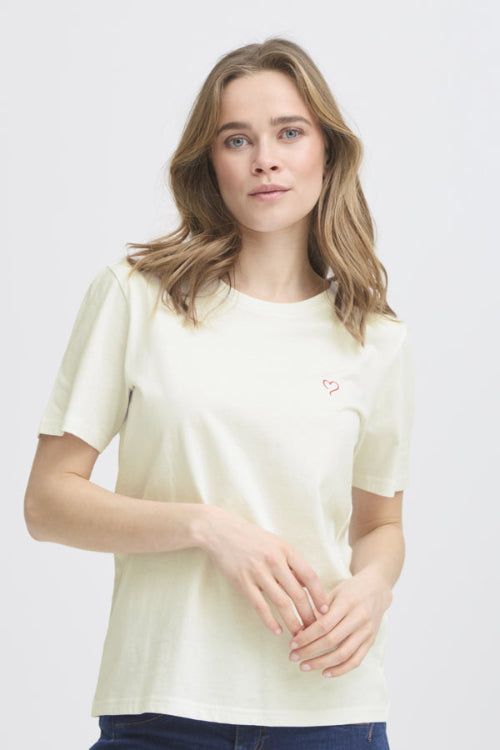 Wit dames tshirt hart rood fransa top