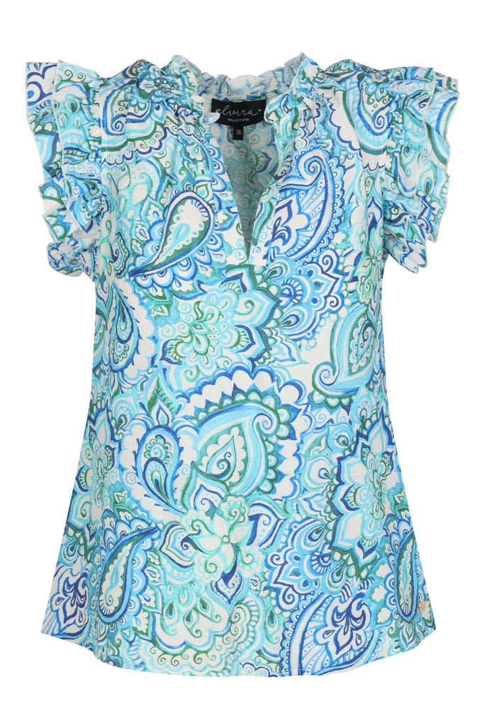Elvira top elisa print blauw