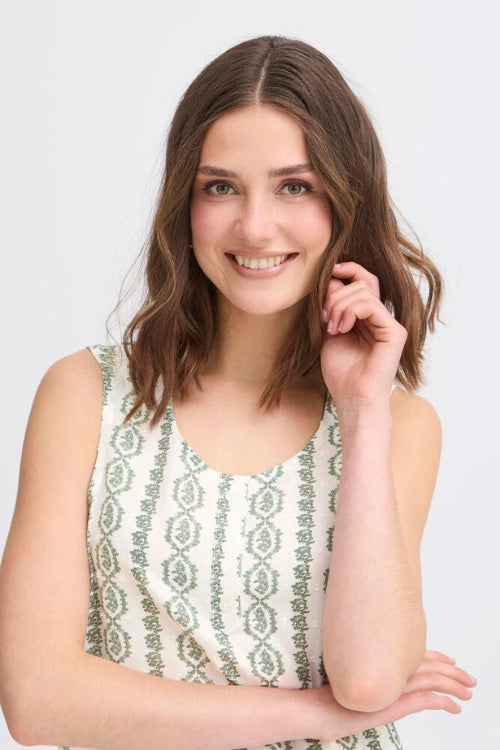 Fransa  top groen wit print