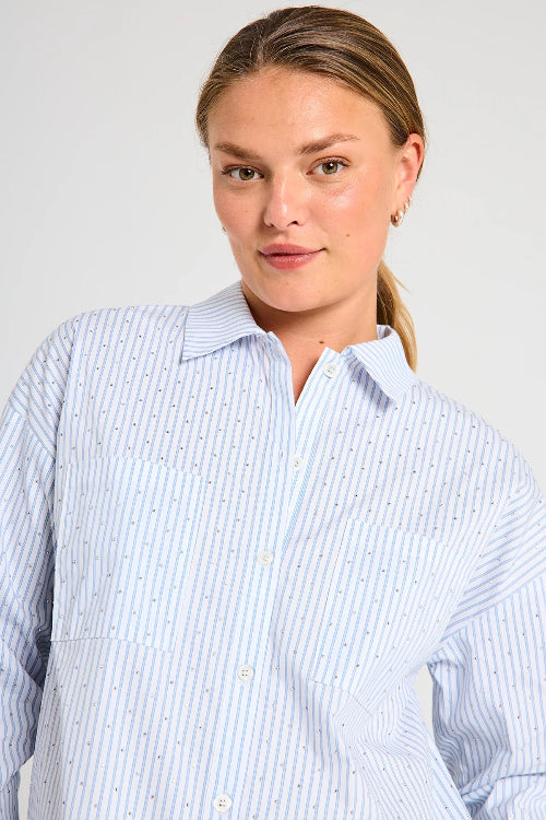 Freequent blouse gestreept wit blauw