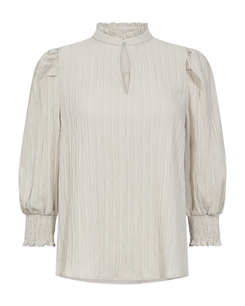 Freequent blouse grsvalse beige dames blouse korte mouw