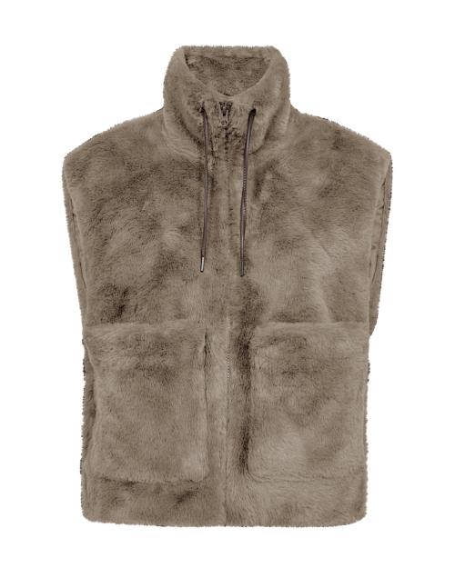 Dames teddy bodywarmer bruin beige