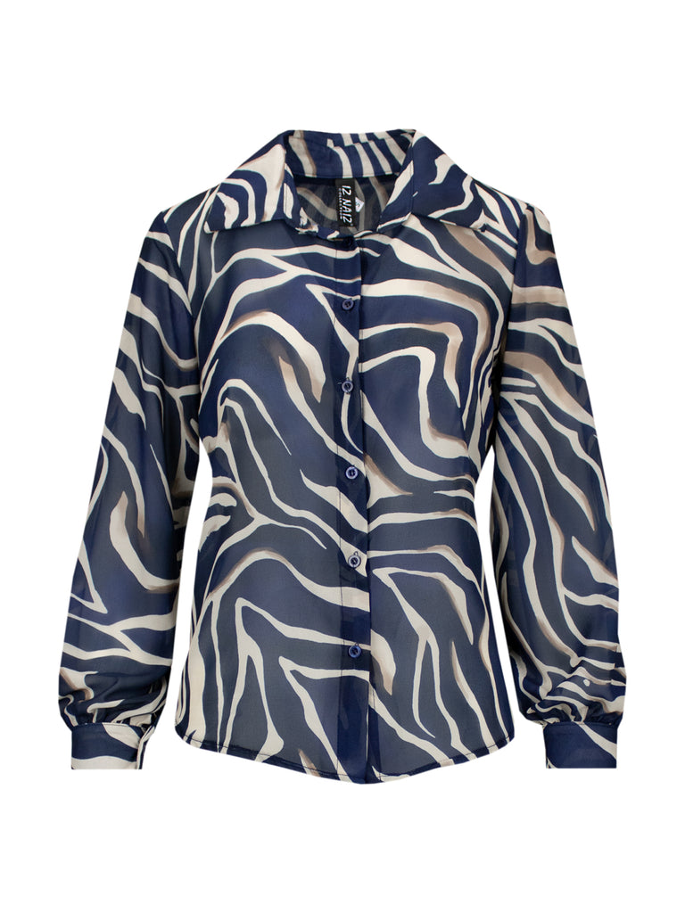 Iz naiz blouse voile blauw