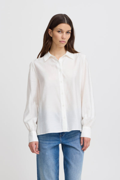 Ichi dames blouse lange mouwen wit