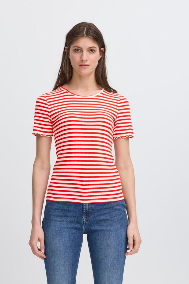Dames tshirt wit rood gestreept ichi