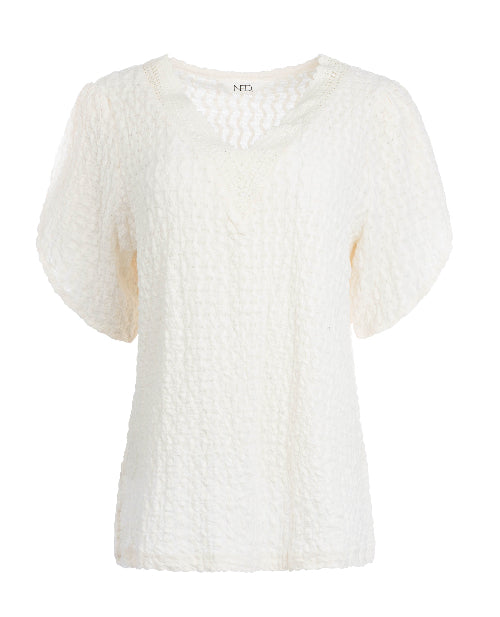 NED top ecru reeds ss wavy structure tricot