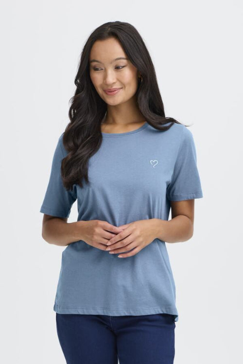 Dames tshirt blauw wit fransa shirt