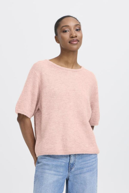 Gebreide dames top roze ichi