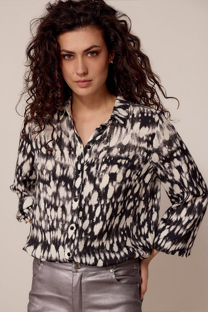 Tramontana blouse clouded dots print zwart