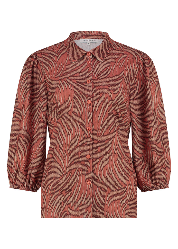 Tramontana blouse plume parade print oranje