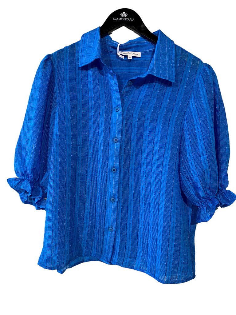 Tramontana blouse puff sleeve smock blauw