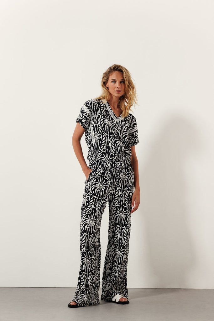 Tramontana broek paradise zwart print