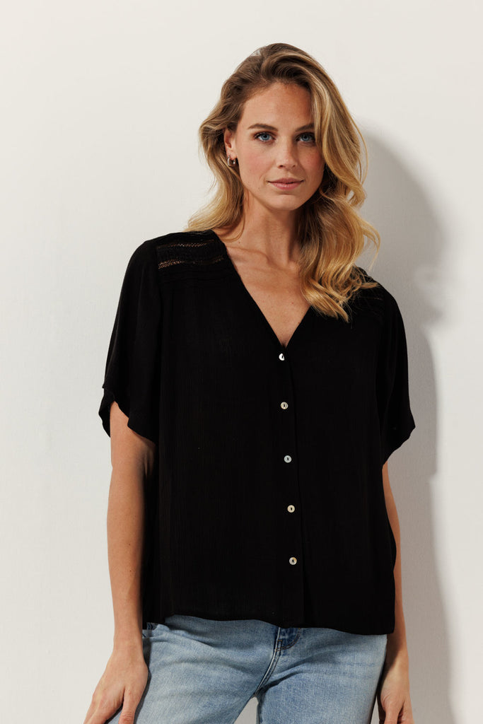Tramontana blouse v-neck zwart