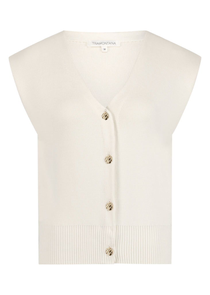 Tramontana vest plain knit off white