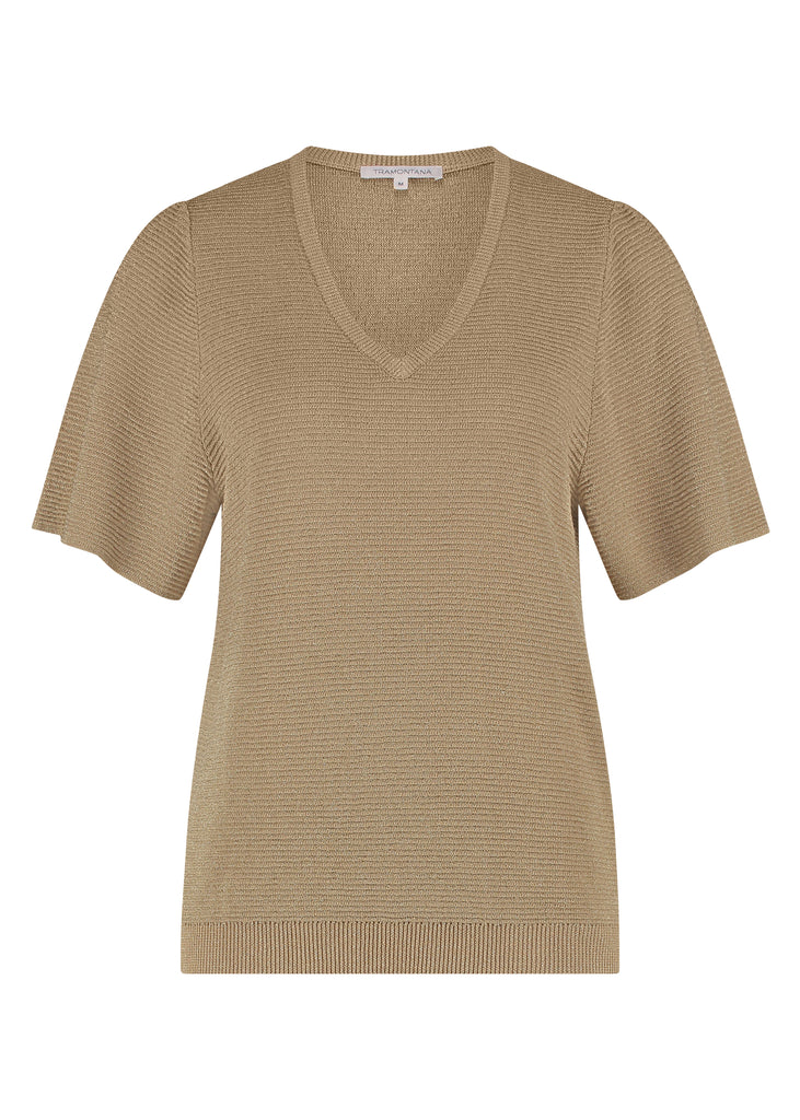 Tramontana top v-neck lurex beige