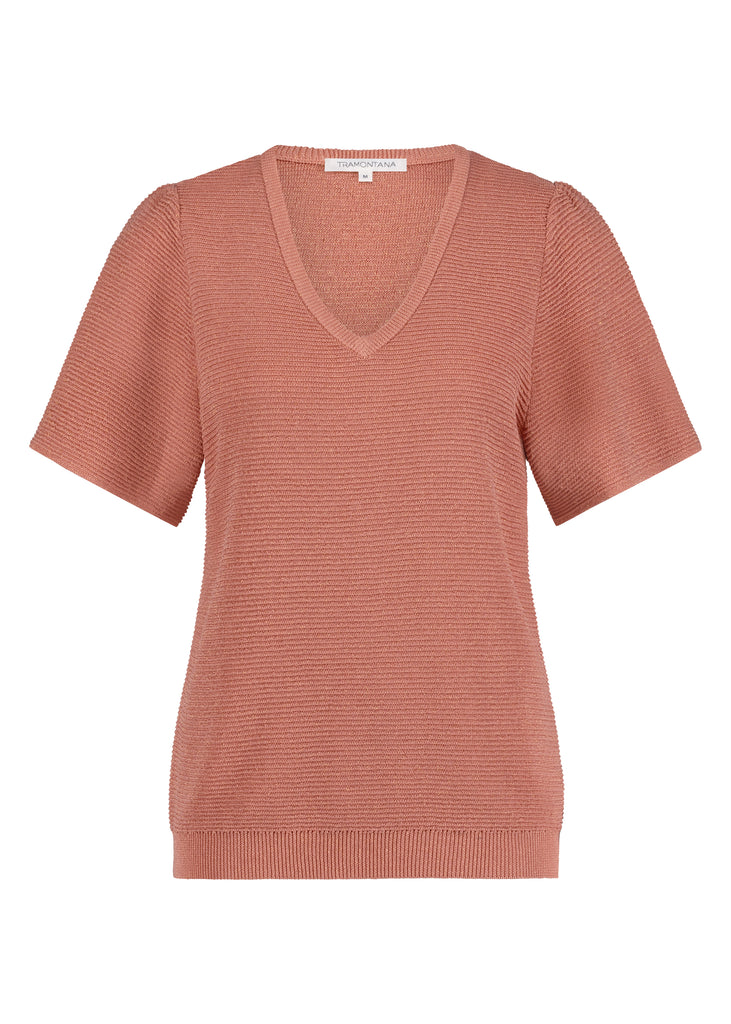 Tramontana top v-neck lurex oranje