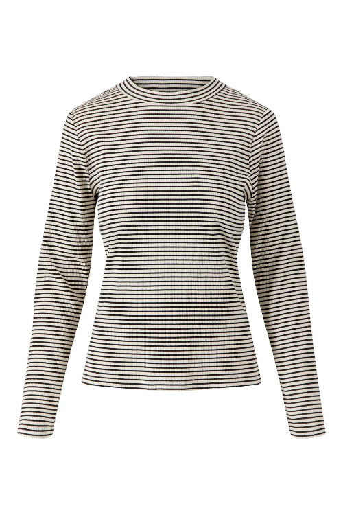 Zusss-rib-top-met-streep-zwart-wit