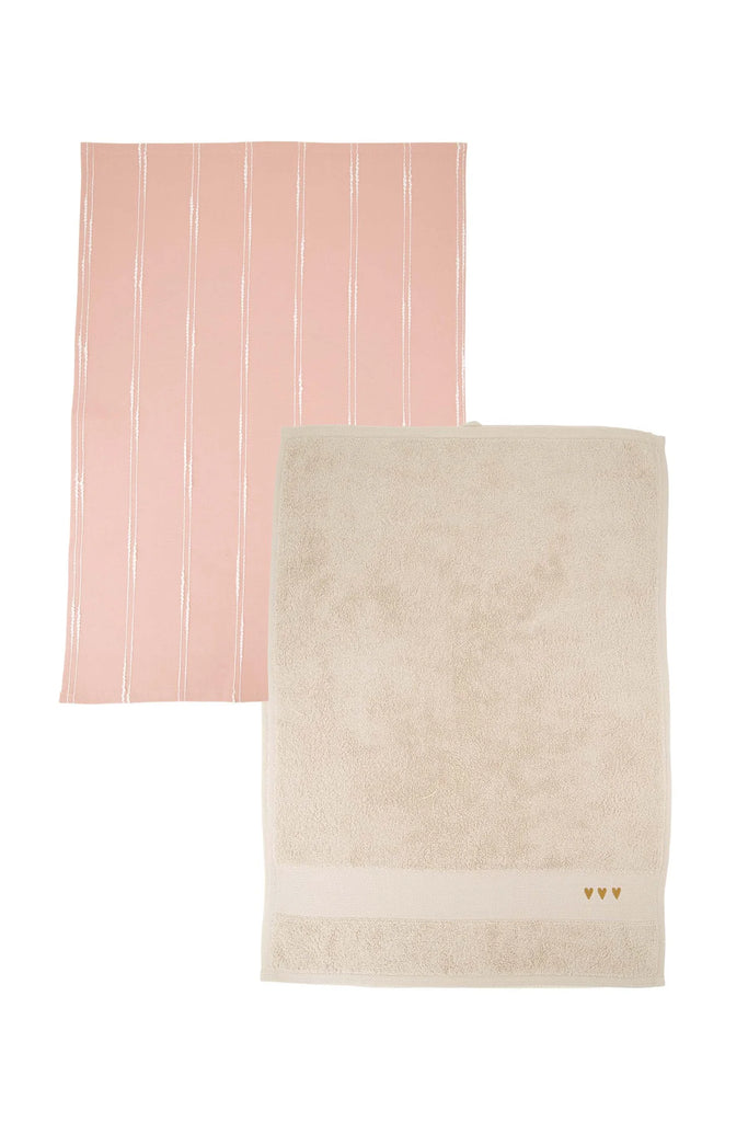 Zusss  keukenset streep hartjes beige