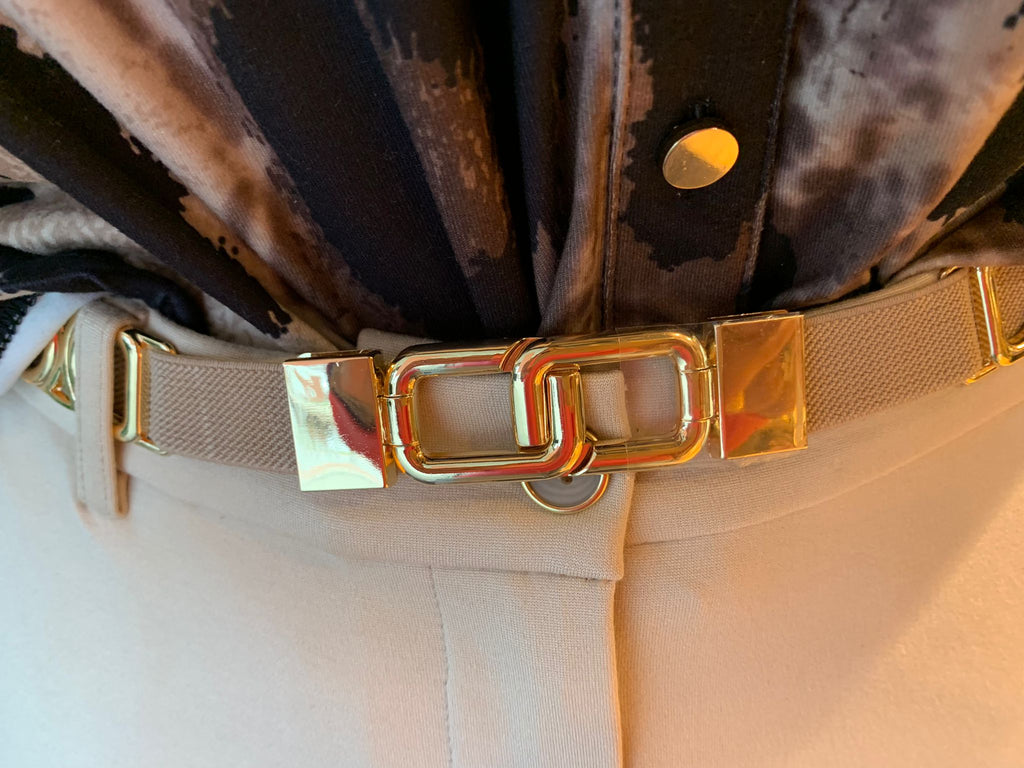 Elvy riem stretch ecru-goud