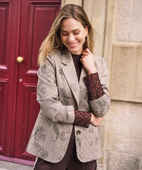 esqualo-blazer-geruit-beige