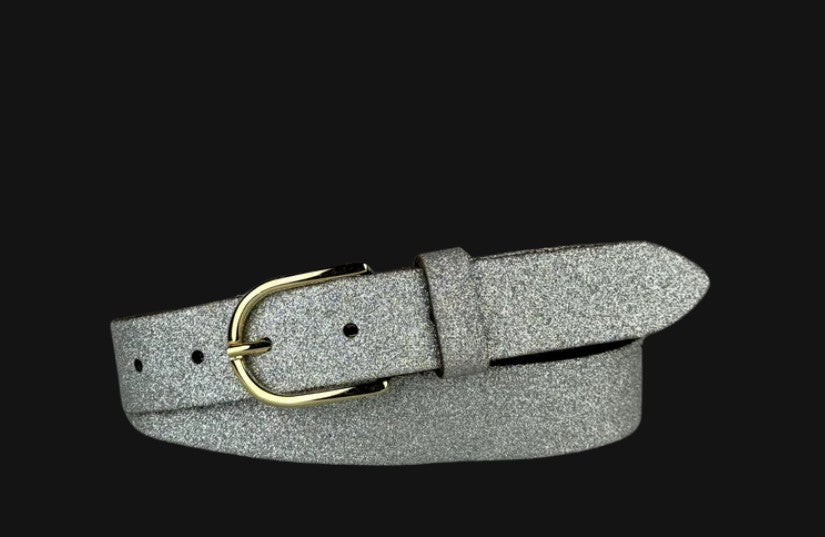 Elvy glitter riem zilver