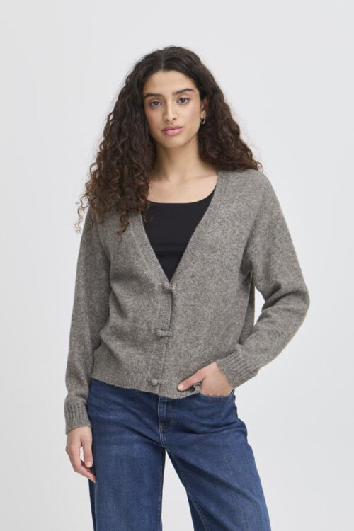 Ichi dames vest grijze cardigan