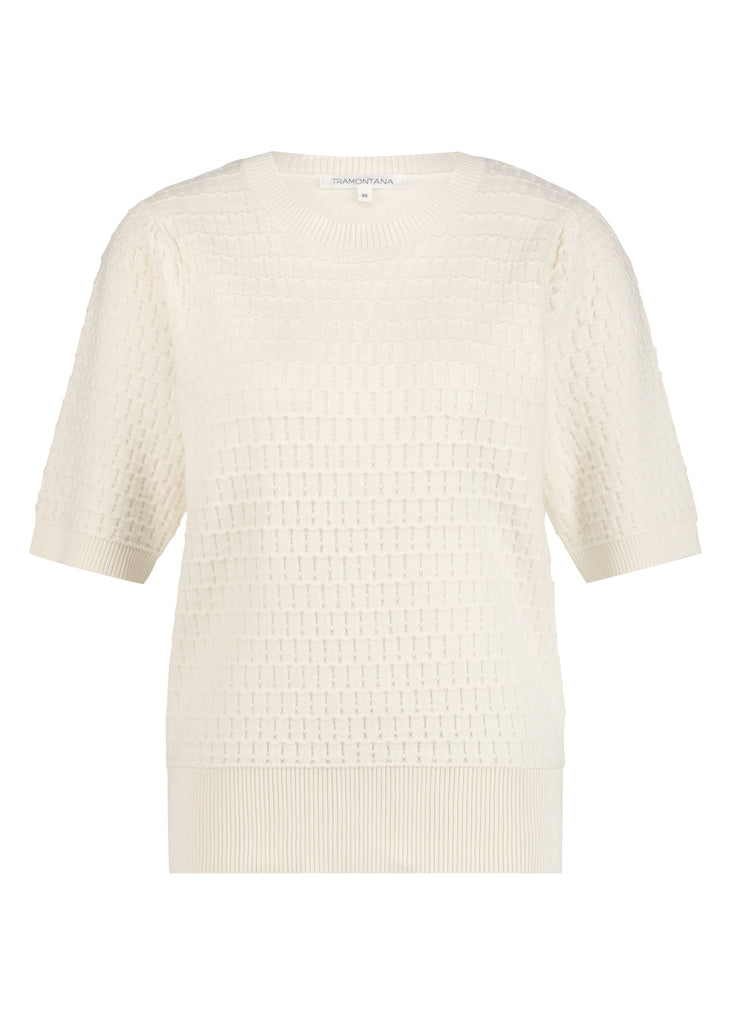 Tramontana top fancy stitch off white