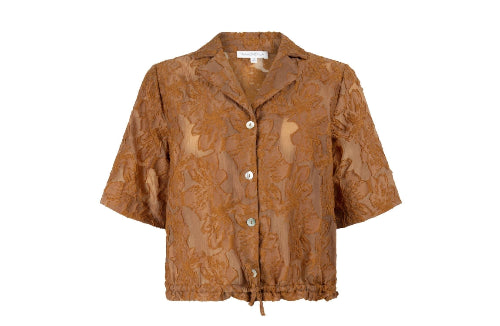 tramontana-blouse-korte-mouw-bruin