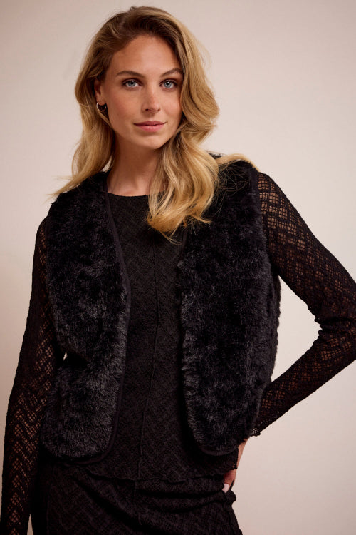 Faux fur gilet tramontana vest zwart