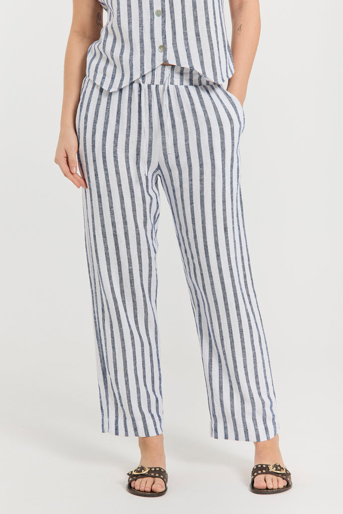 Freequent broek lavisco blauw print